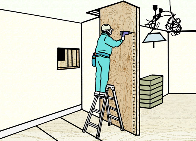 部分的に耐震補強を行う施工図解