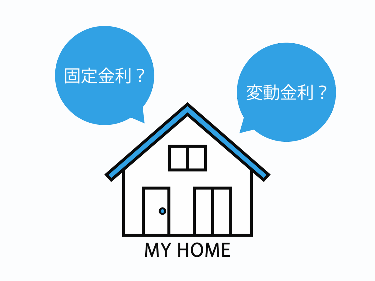 変動金利と固定金利を比較する住宅イメージ