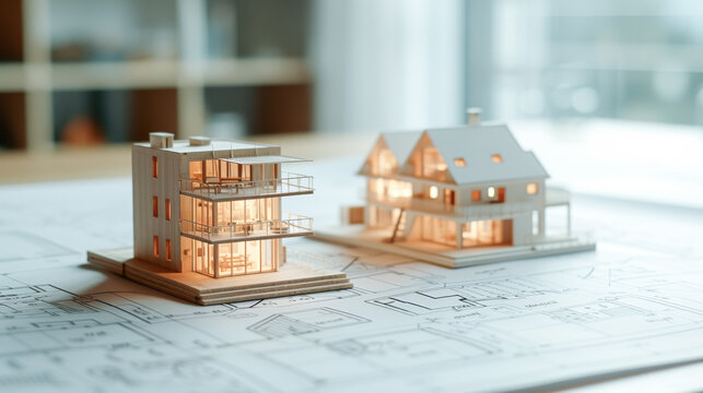 住宅ローン事前審査をイメージした書類と家の模型