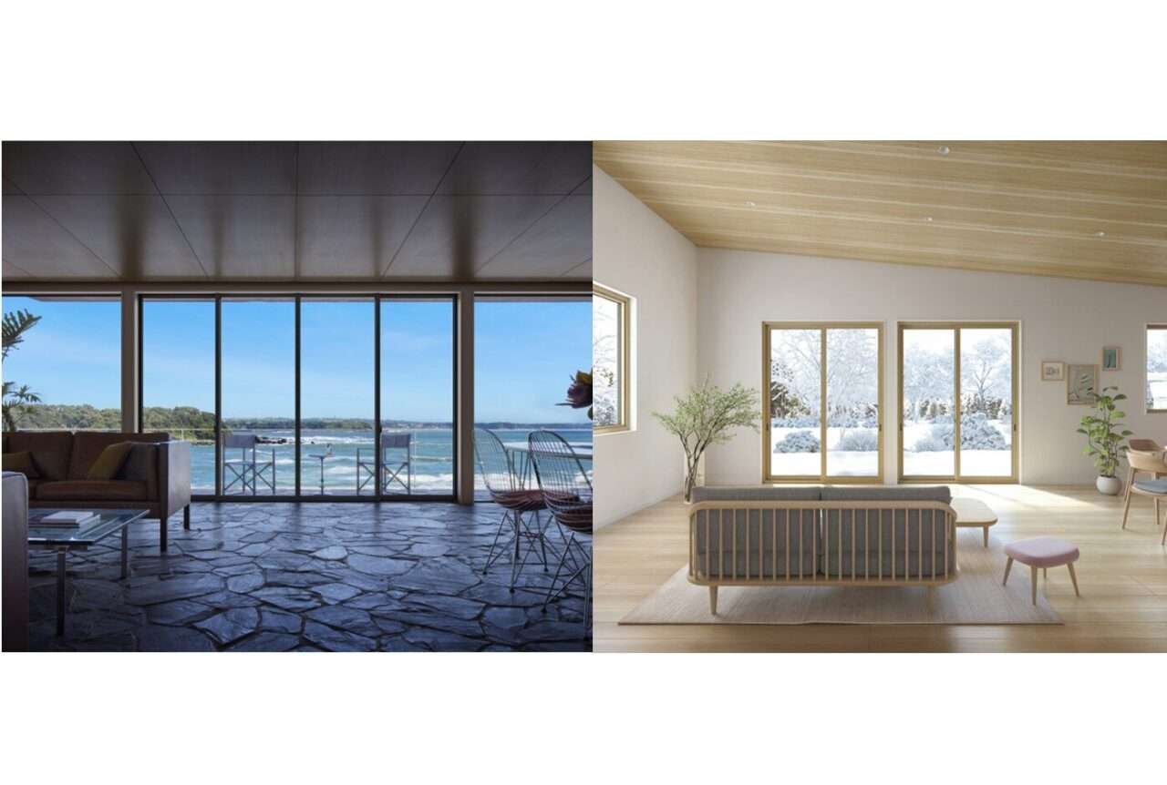 LIXILの窓TW（左）とEW（右）のフレームの太さとデザイン比較