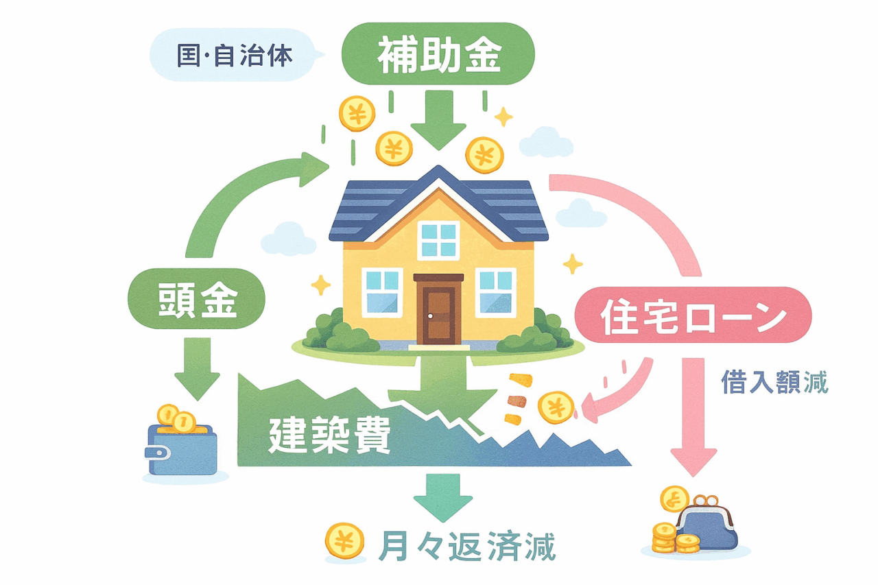 住宅補助金と住宅ローンの資金計画イメージ